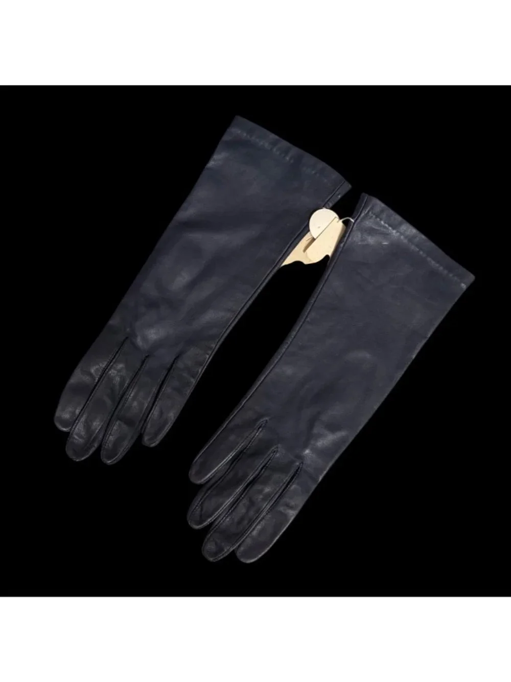 Vintage Navy Blue Leather Gloves Size 7 Machine Washable Womens Winter Wear